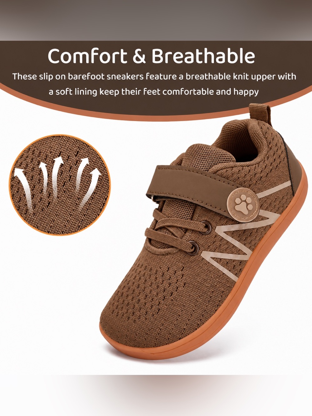 NWT WateLves Wide Toddler Kids Casual Brown Sneakers Size: 25